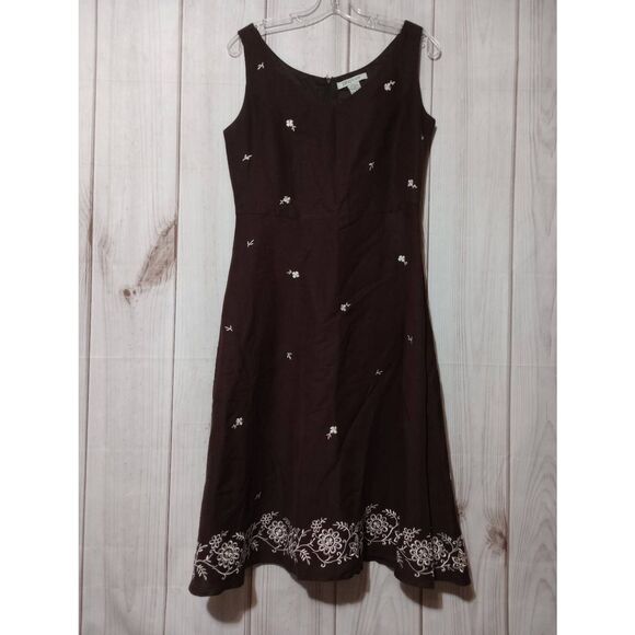 Paraphrase Dress Ladies 6 Brown White Floral‎ Sleeveless - Picture 1 of 7